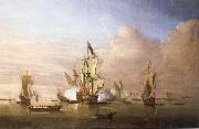 Monamy, Peter The Royal yacht Peregrine arriving in the Thames estuary with King George i aboard in September 1714 oil painting picture wholesale